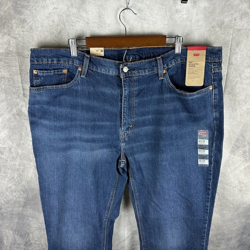 Levis 541 Athletic Taper Jeans Mens 44x32 Blue Denim Big & Tall Eco Ease Stretch